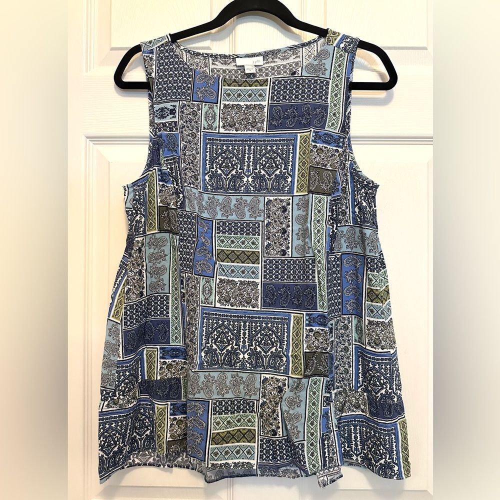 J.Jill Blue Paisley Patchwork Tank